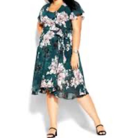 City Chic foral dress size XXL/24 - Picture 1 of 7